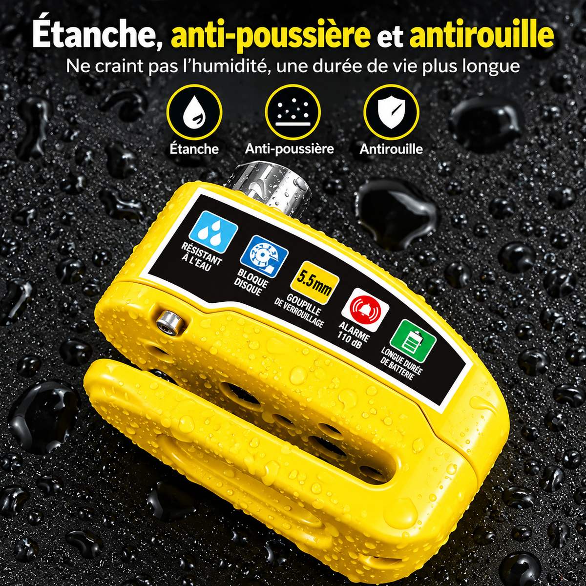 Antivol Bloque-Disque avec Alarme pour Moto & Scooter