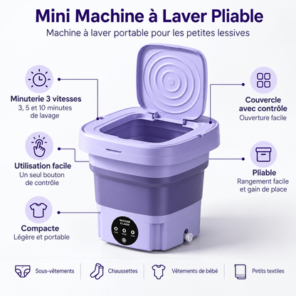 Mini Machine à Laver Pliable & Portable – Compacte, Pratique et Facile à Ranger